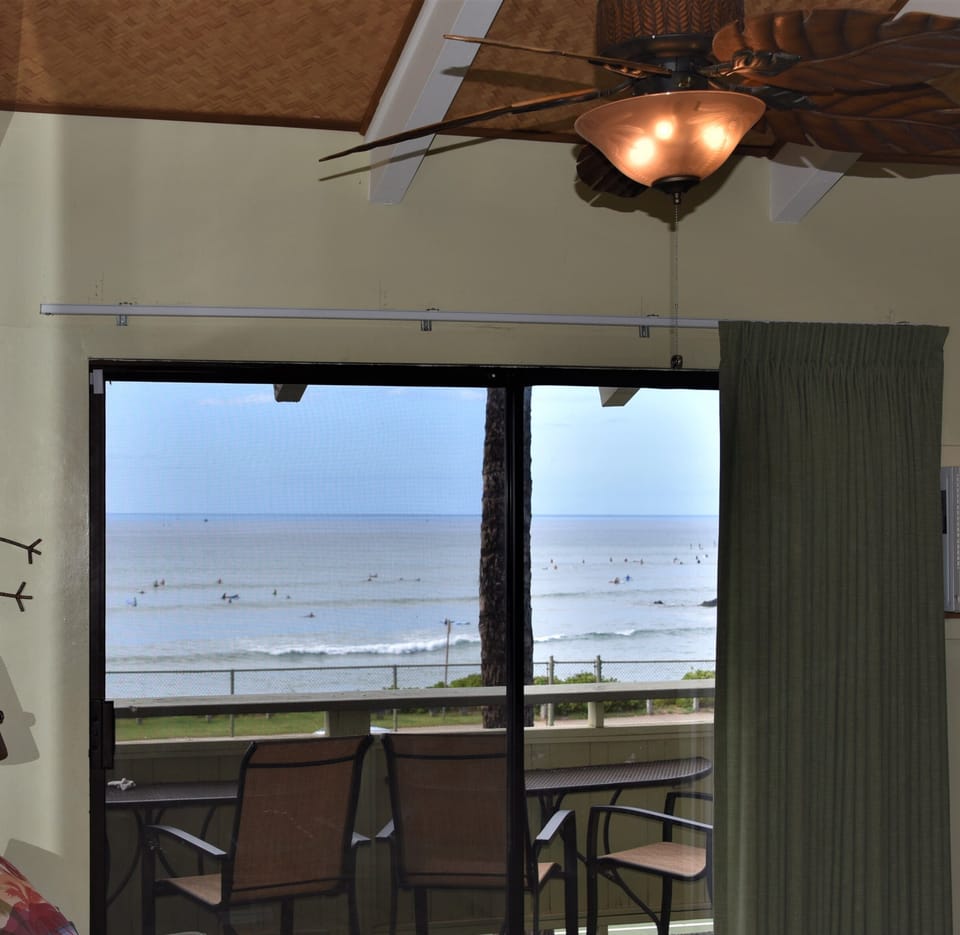View of ocean from inside the condo.