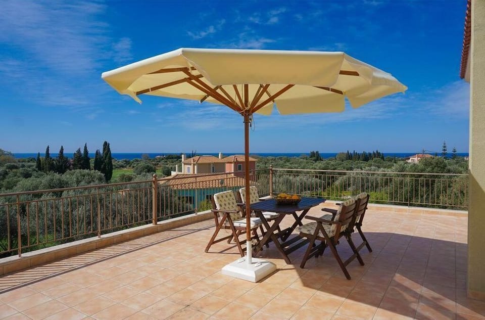 terrace with panoramic sea and mountain view