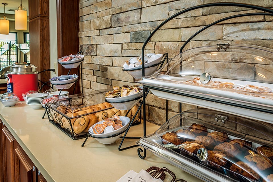 Curb your appetite by eating at the on-site restaurant.