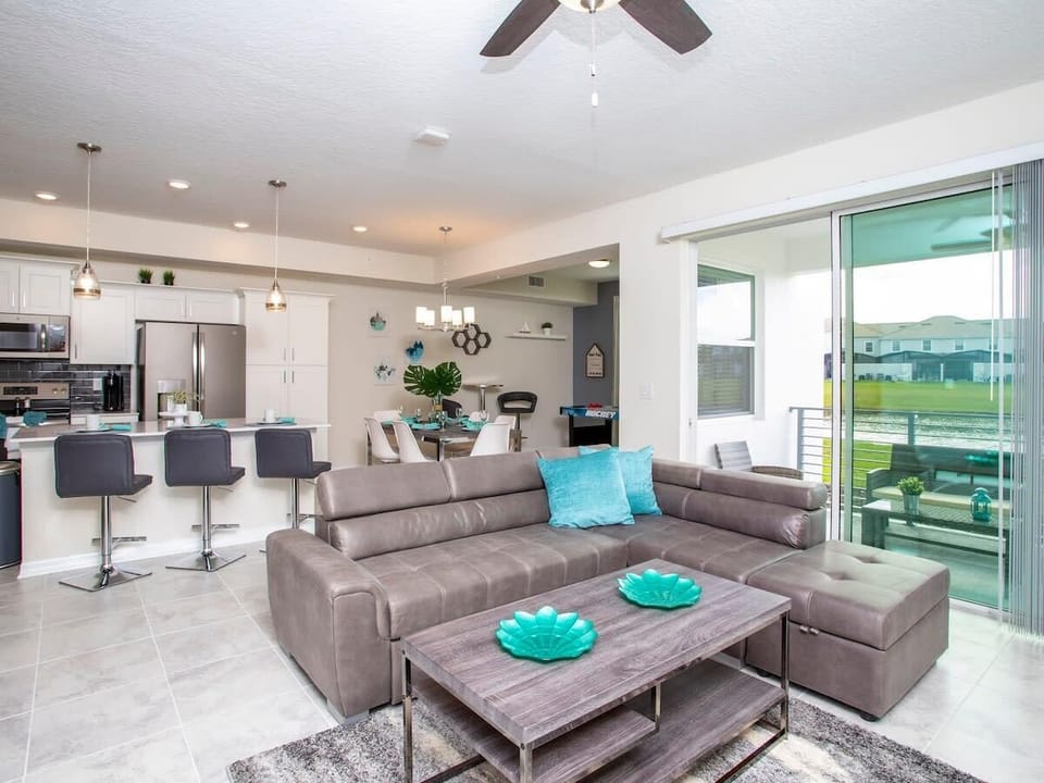 Great Family Room w Comfort and Game Area