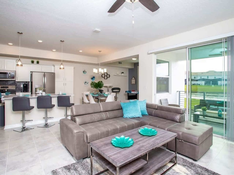 Great Family Room w Comfort and Game Area