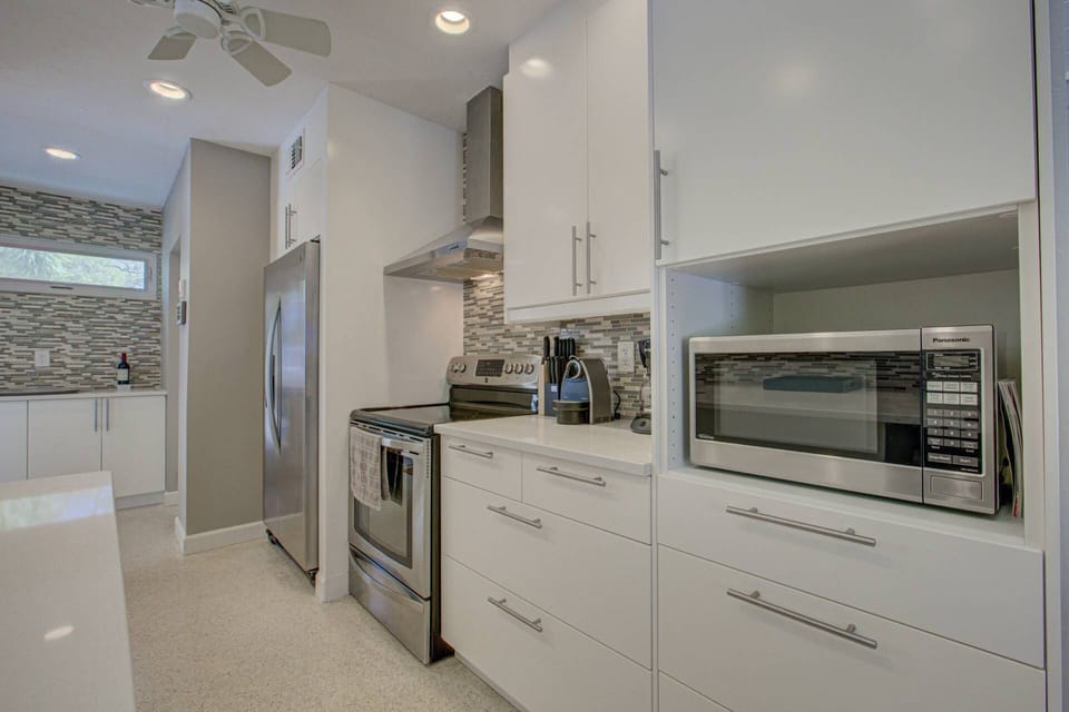 Stainless microwave in the modern kitchen