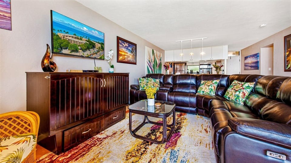 The Hawaiian Penthouse Living Room with Queen Murphy Cabinet.