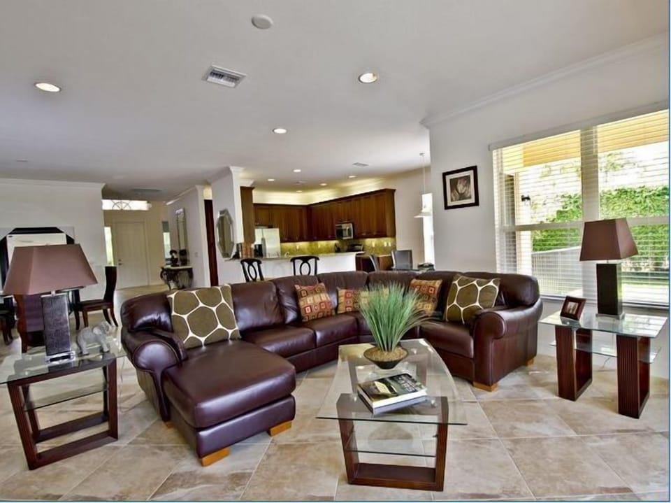Another view of family room, kitchen and dining area. Everything on one level!