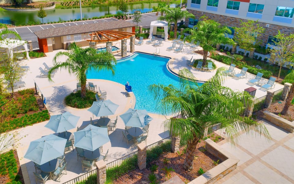 The pool area is beautiful.