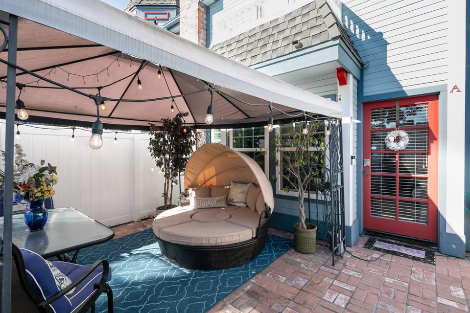 Cozy outdoor sofa for a relaxing afternoon nap or evening snuggles.