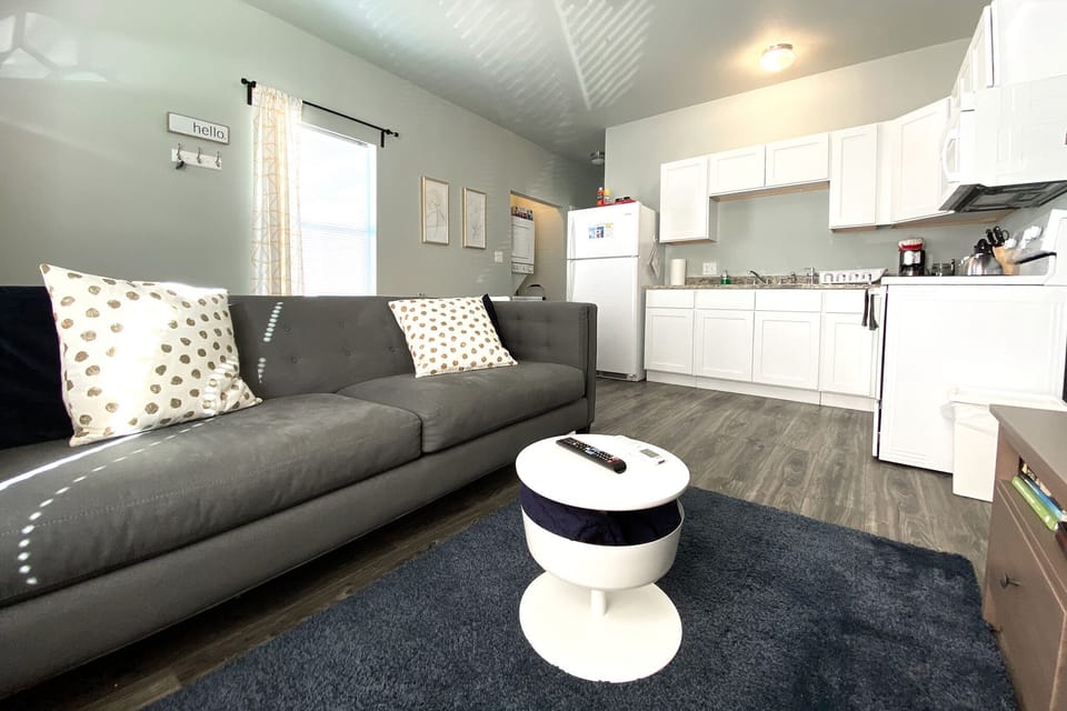 The home is decorated with modern decor; this stylish look compliments the cozy modern look of the building.