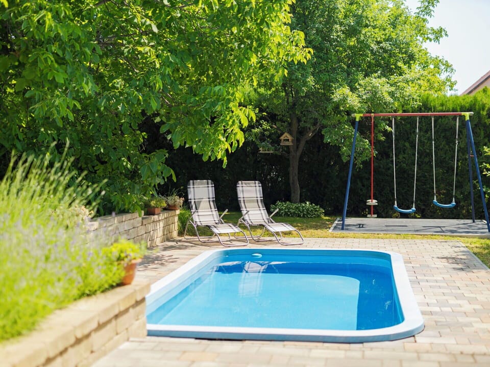 Swimming Pool, Outdoor Furniture, Leisure, Garden, Composite Material, Shade, Resort, Backyard, Landscaping, Eco Hotel