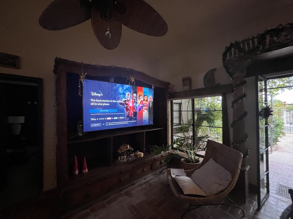 2 large t.vs. With American channels,