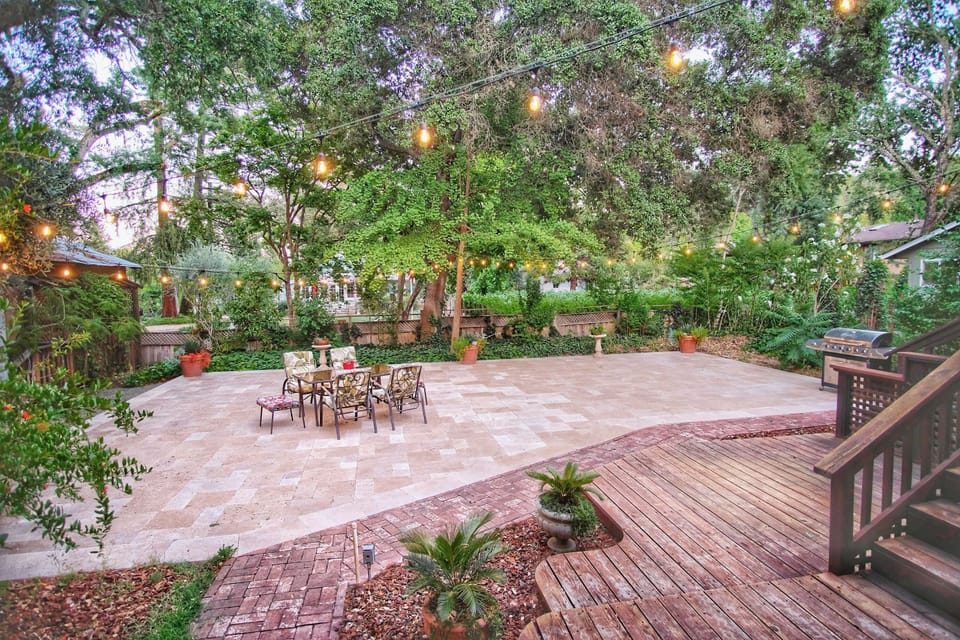 Backyard with BBQ at Twilight