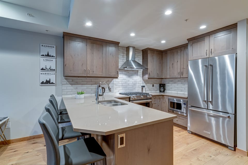 Large countertop allows for remote working