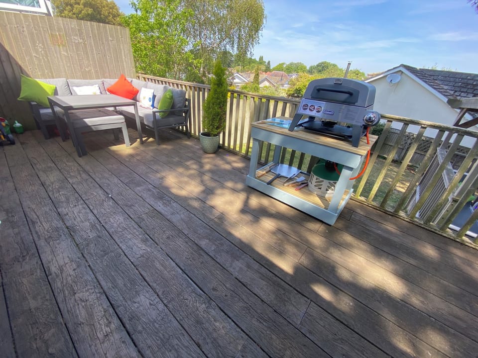 Directly accessed from the living area is the raised deck 