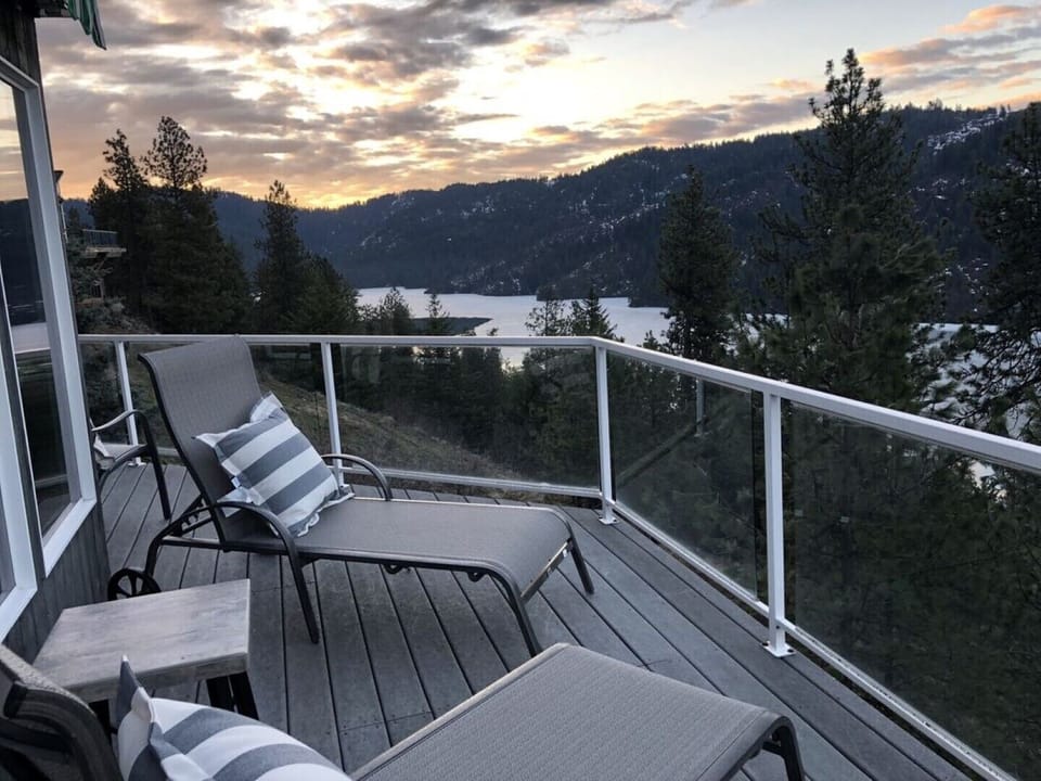 The balcony is a favorite place to watch some of Idaho's spectacular sunsets