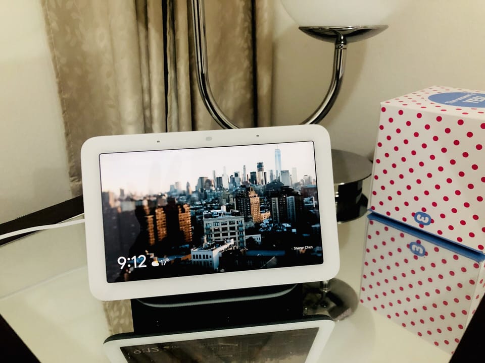 Google Nest Hubs in both bedrooms
