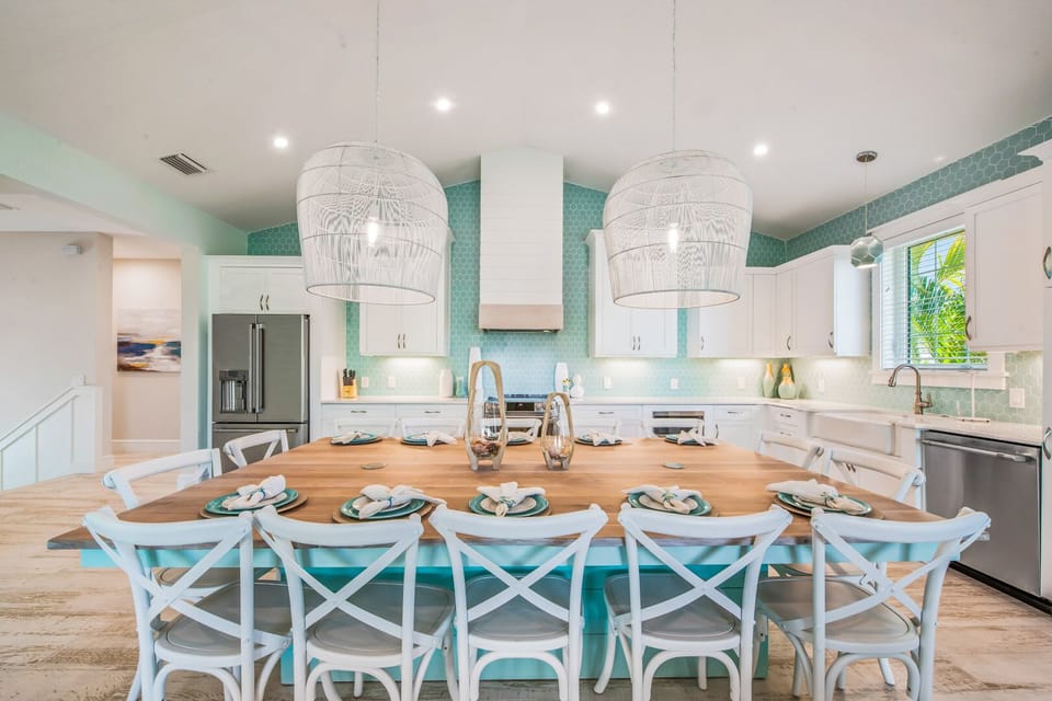 Dining room table with seating for 14