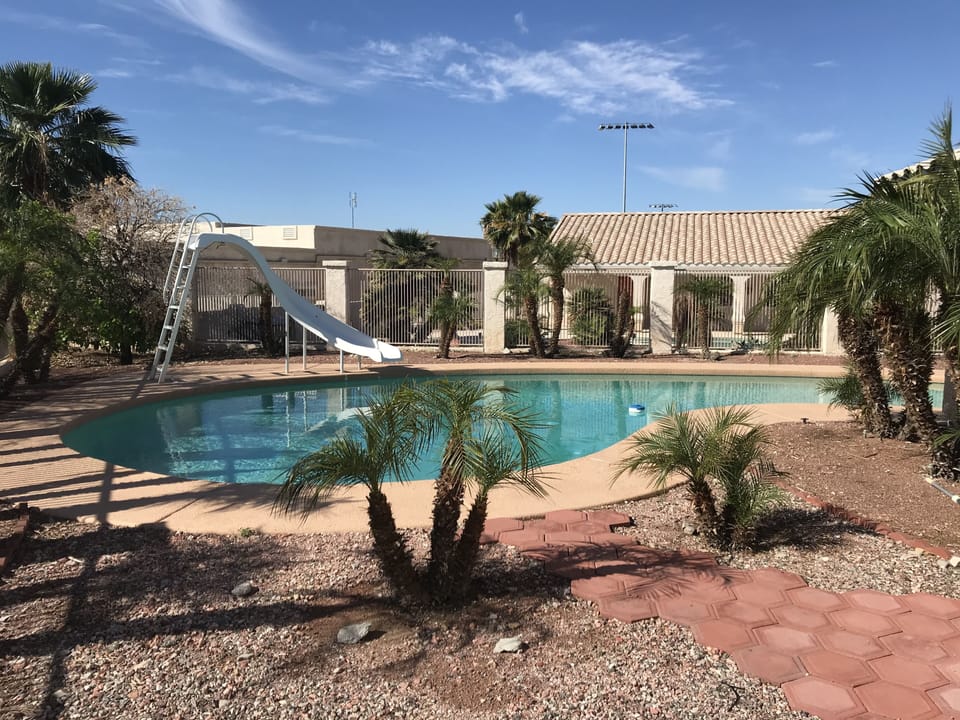 Pool with slide.