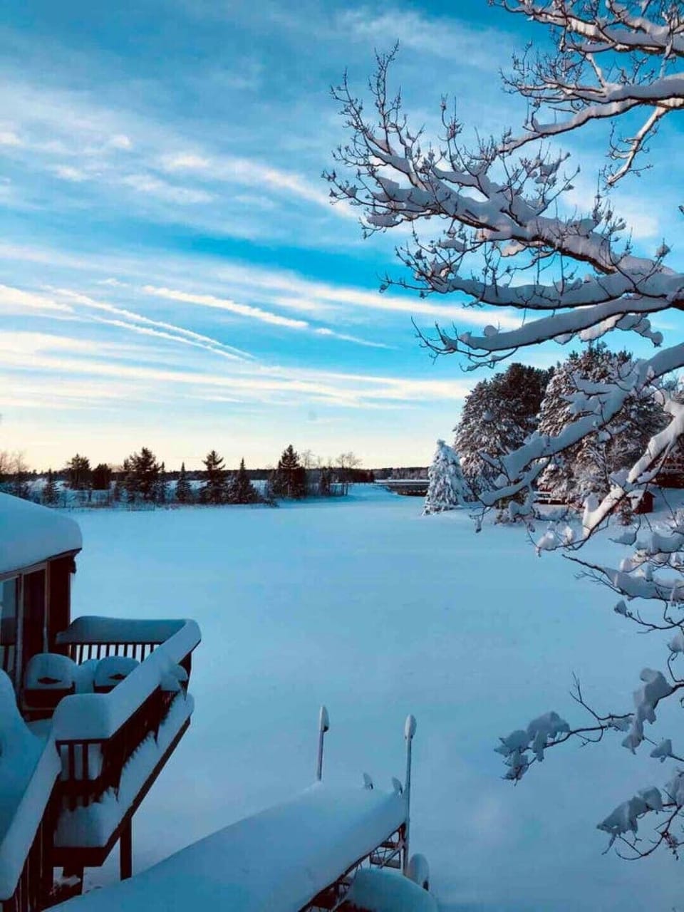 Winter Snow View of Bay/Lake from living room