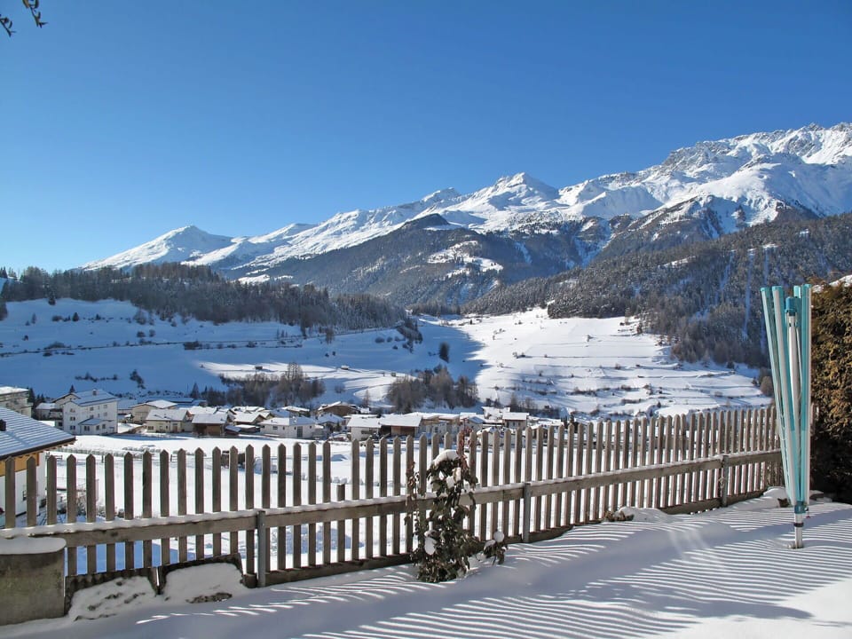 Sky, Snow, Mountain, Cloud, Azure, Fence, Slope, Highland, Building, Body Of Water