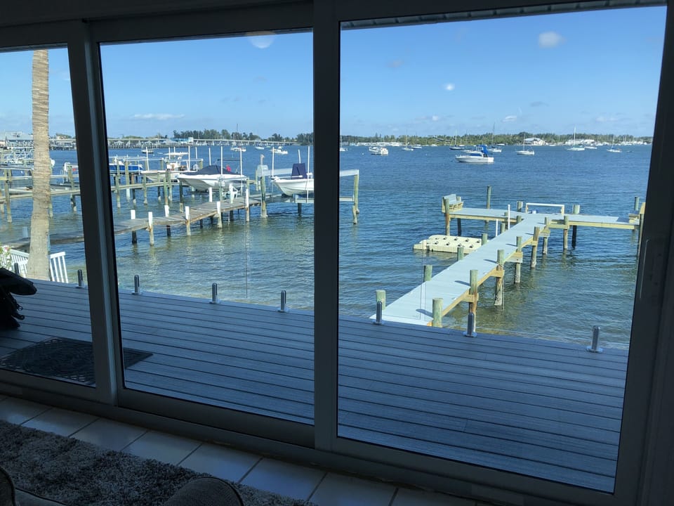 Glass door+railing180-degree views of Bay/Cortez Bridge/Bridget St Pier/Sarasota