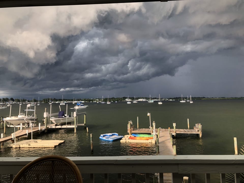 Awesome storm + lightning views across Sarasota Bay to mainland Florida!