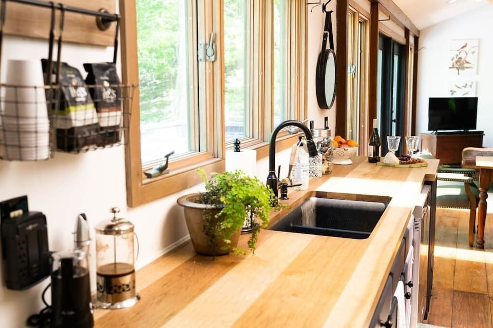 A hand made hickory counter top to prep. your favorite meals.