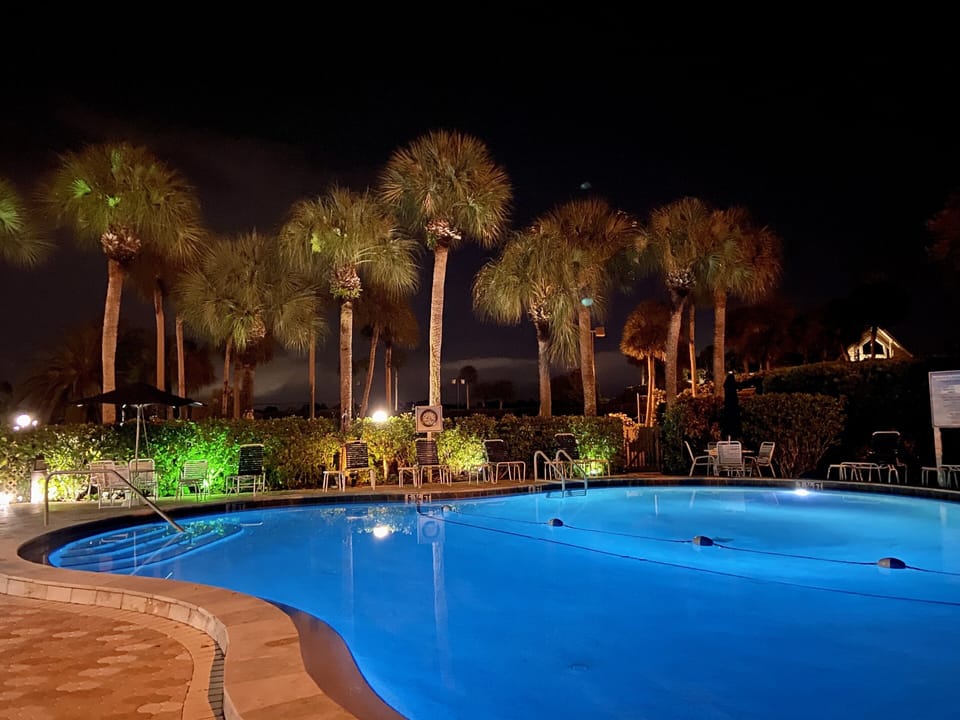 Pool is open at night and lit by LED’s. 