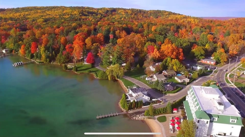 Red house on right side of picture