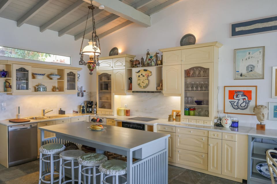 The fully equipped kitchen with island 