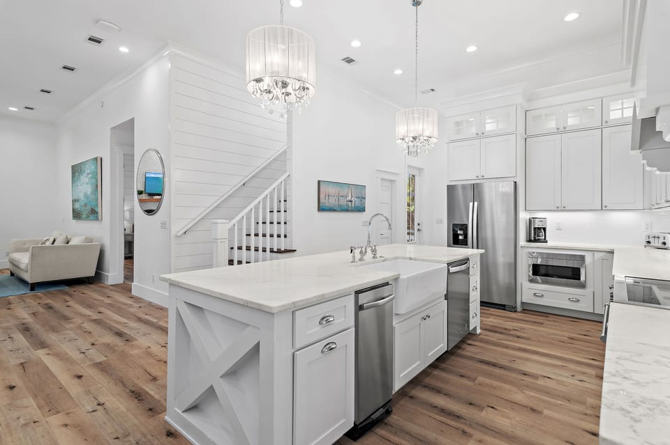 Beach Bliss - Blue Mountain Beach - First Floor - Living, Kitchen, and Dining Area