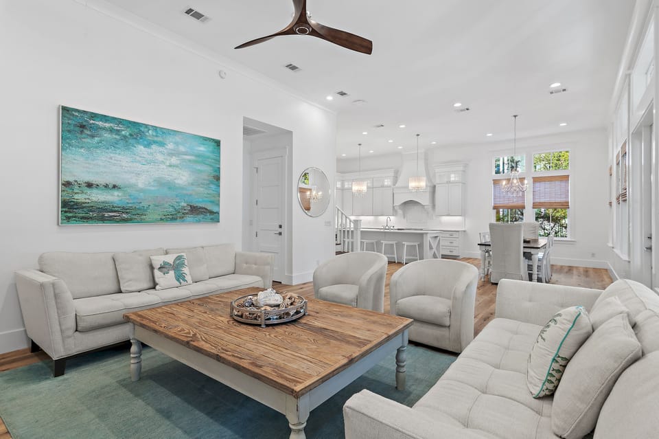 Beach Bliss - Blue Mountain Beach - First Floor - Living, Kitchen, and Dining Area