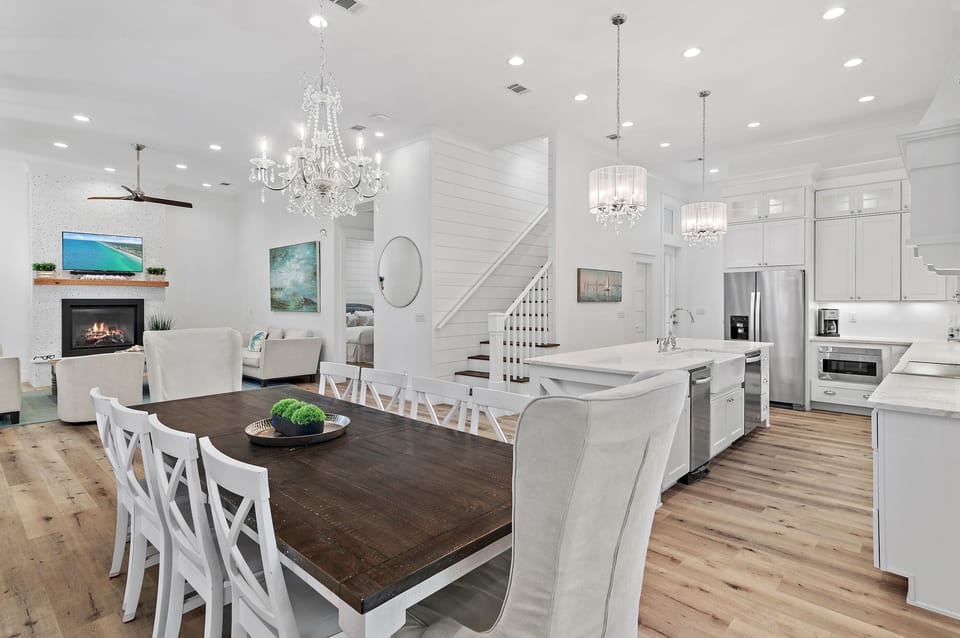 Beach Bliss - Blue Mountain Beach - First Floor - Living, Kitchen, and Dining Area