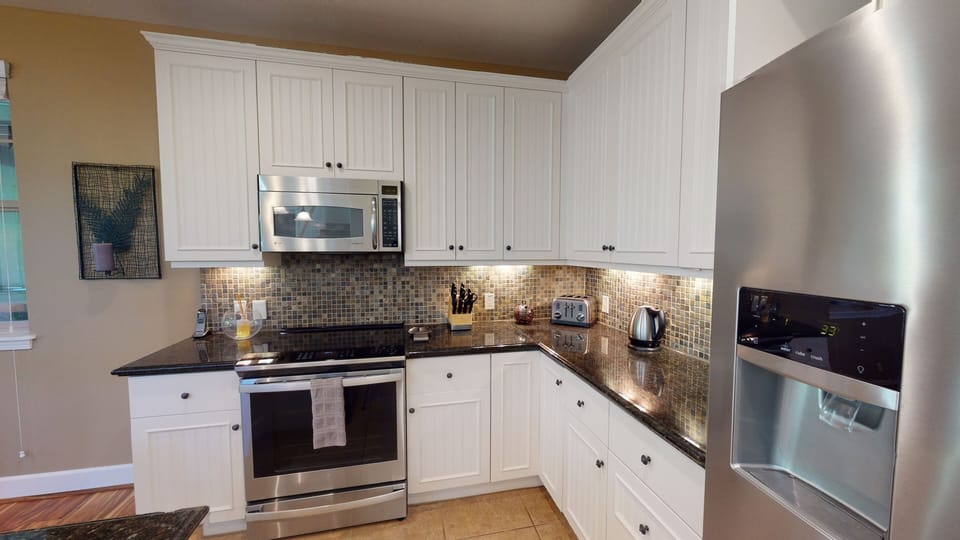 Kitchen equipped with everything you  need including spices and oils