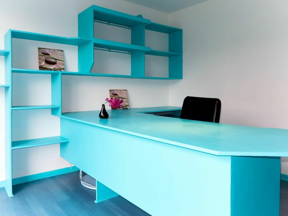 Furniture, Blue, Product, Azure, Shelving, Rectangle, Interior Design, Orange, Architecture, Shelf