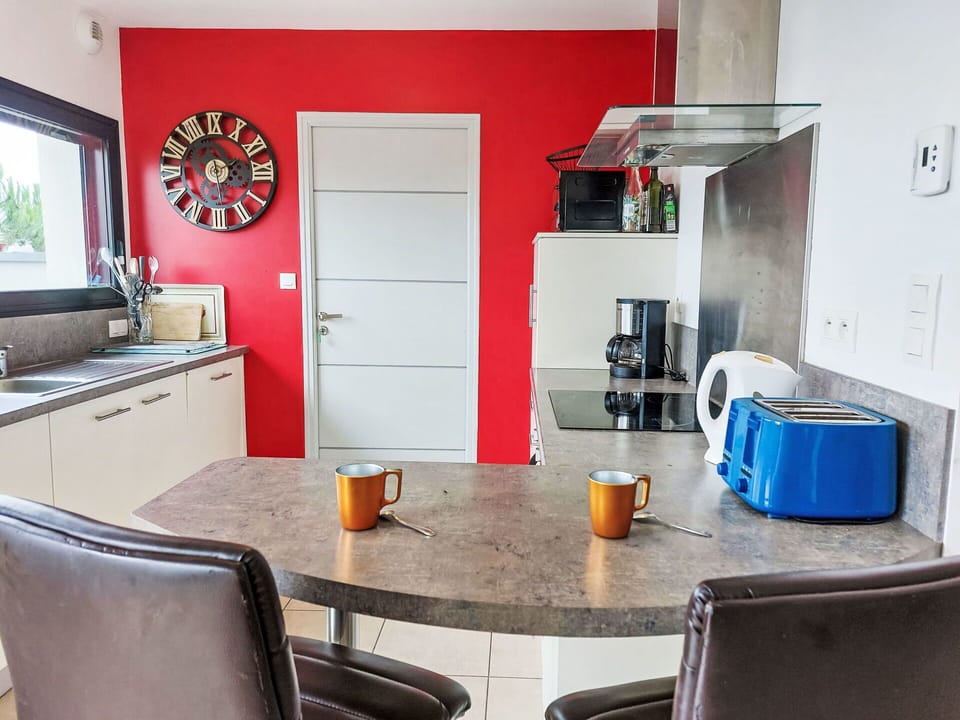 Furniture, Interior Design, Flooring, Floor, Kitchen, Chair, Countertop, Lighting, Room, Table