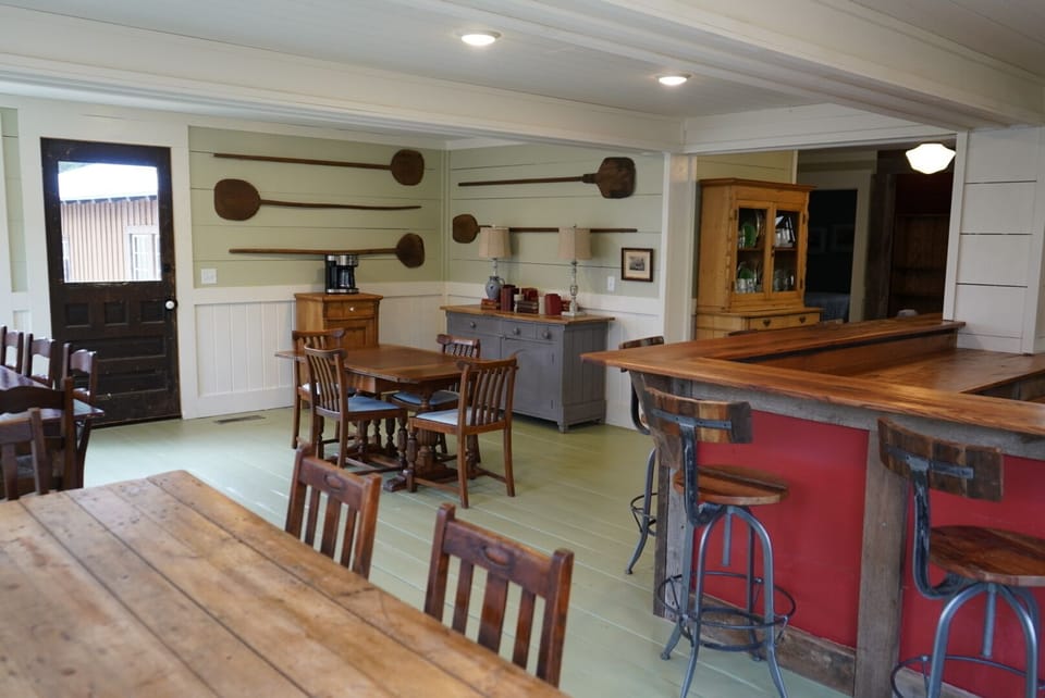 The feel of the kitchen and dining space is comfortable and homey.
