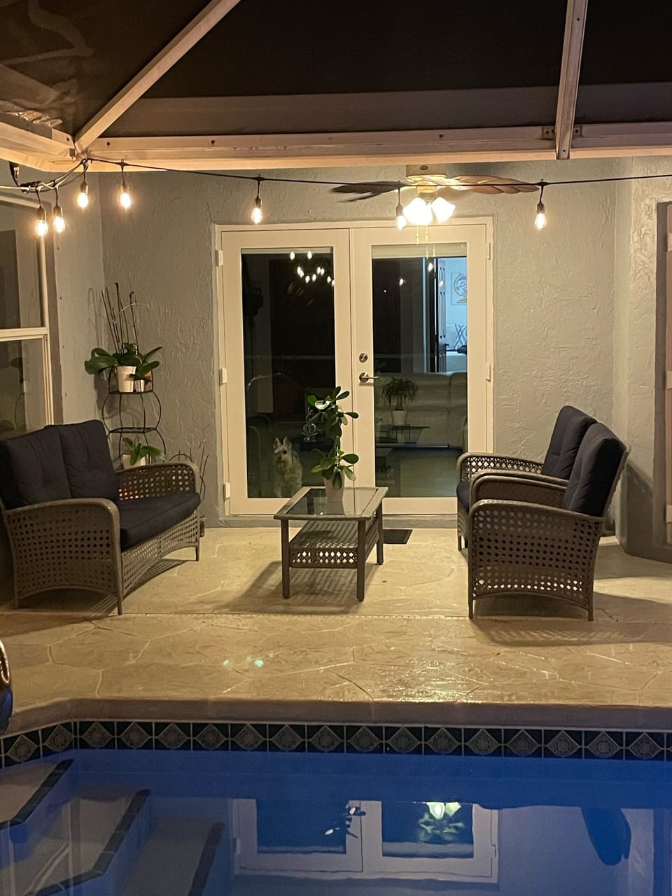 Cozy patio at night