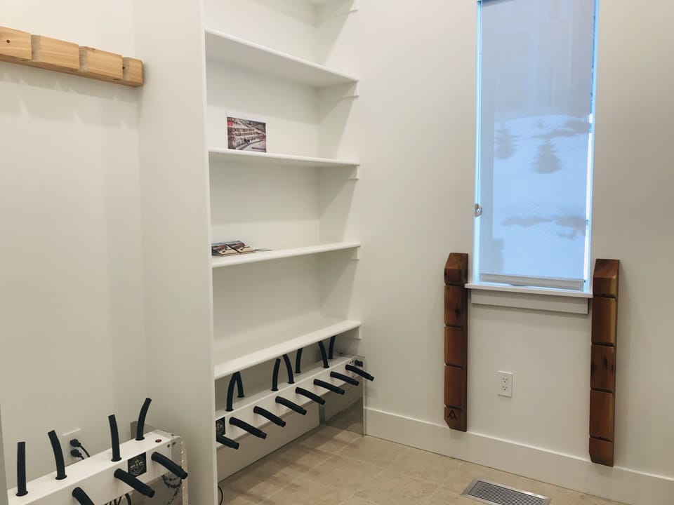 Private Ski Equipment Room with Boot and Glove Dryers, Ski and Snowboard Racks