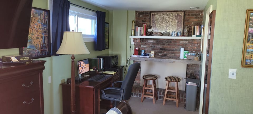 Computer, microwave, and mini fridge; all for your use during your stay.