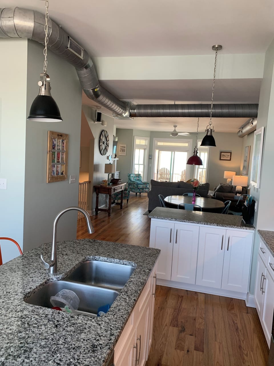 View from kitchen into living room.