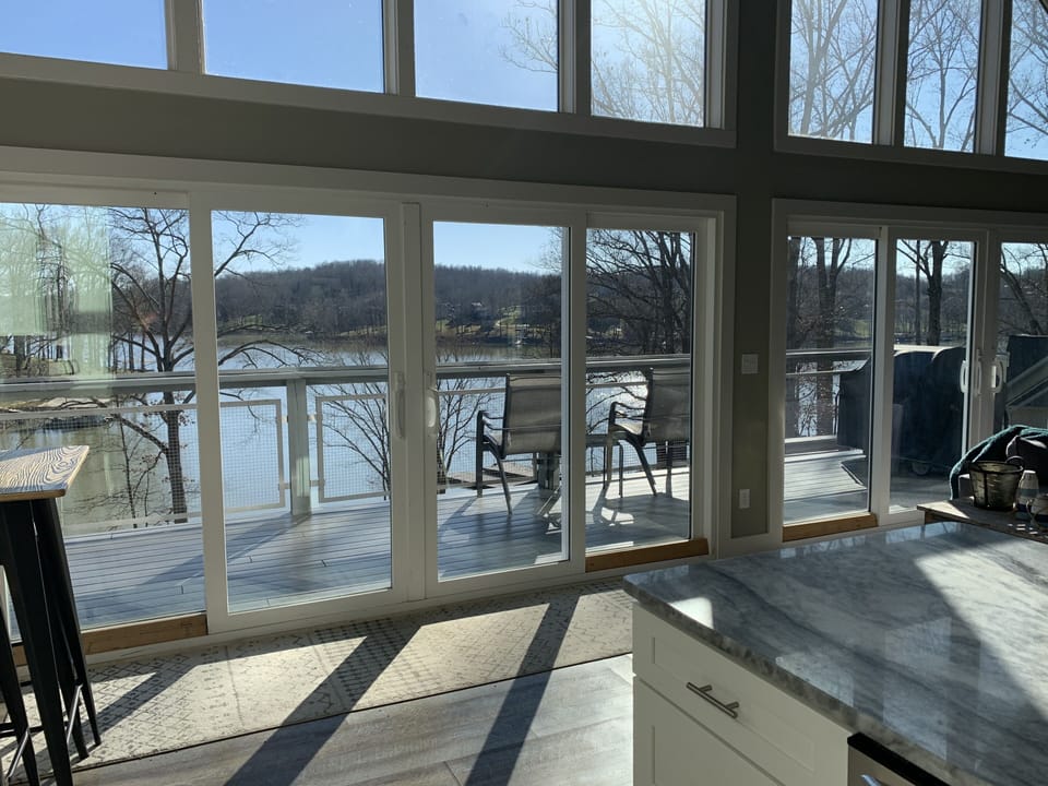 Gorgeous deck views with a window wall!