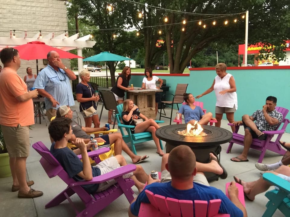 Having fun on the back patio.  