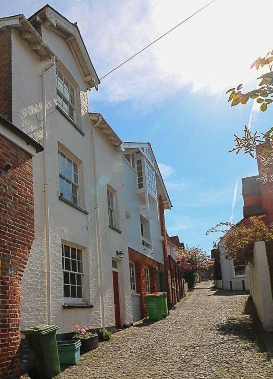Frog Lane looking from the bottom upwards.  The Stables is at the top
