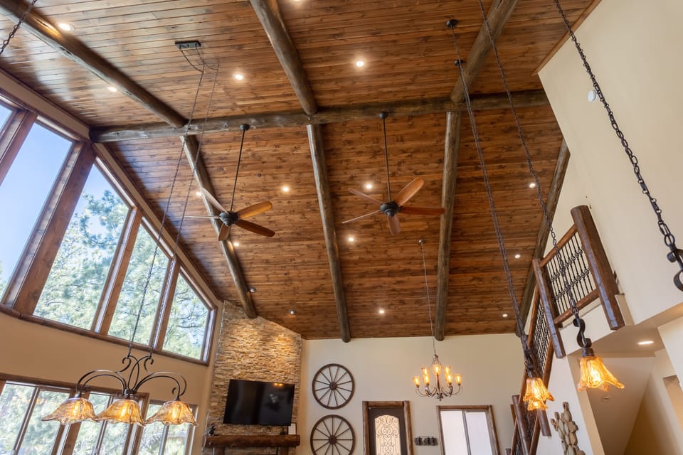 Soaring log ceilings are spectacular! 