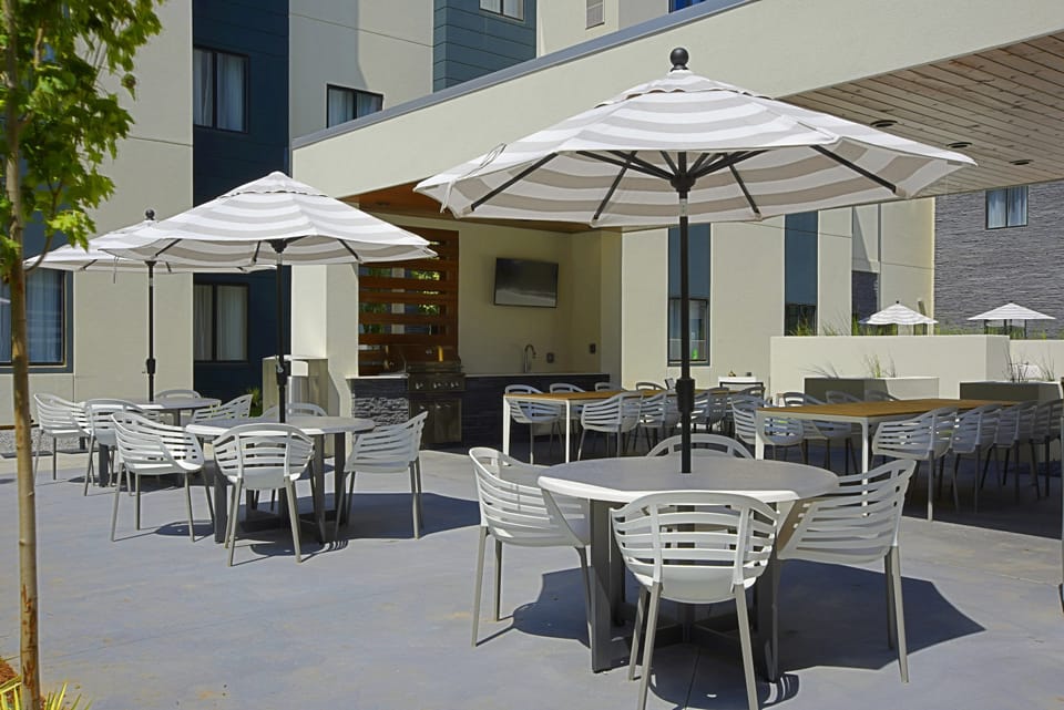 Enjoy a meal on the patio.