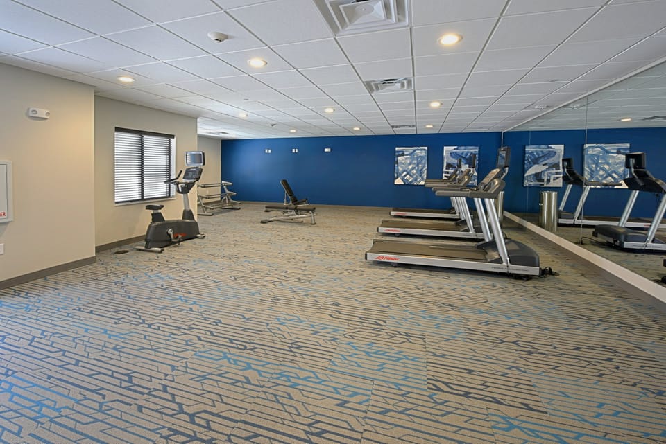 Get a workout in the fitness room.