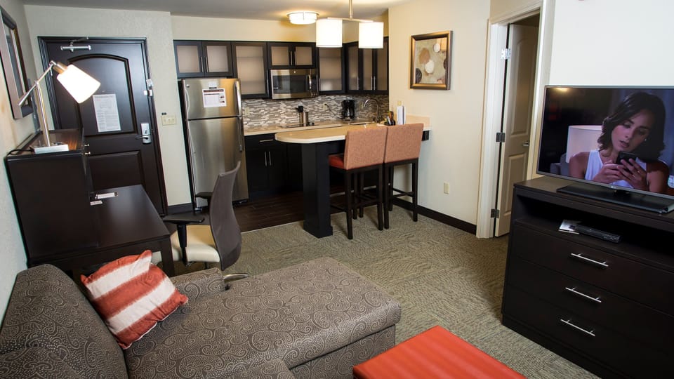 Enjoy TV in the living area.