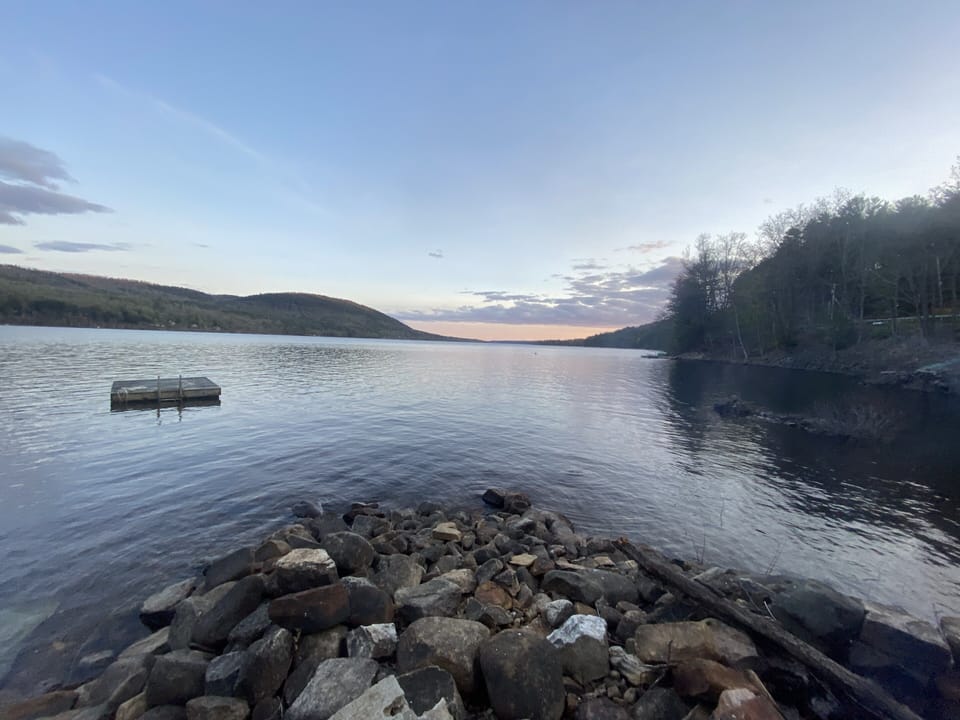 A calm night overlooking our dock