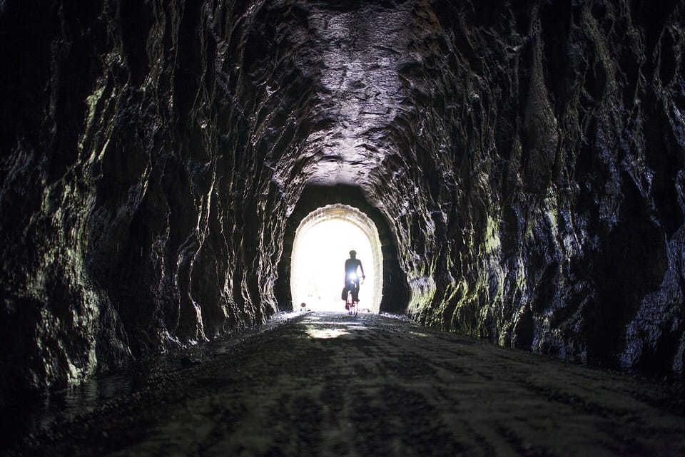 A view from inside one of the famous tunnels on the Elroy-Sparta State Trail.