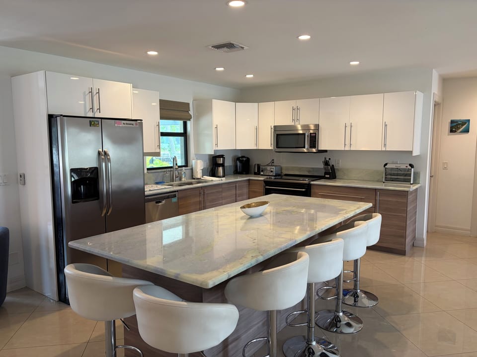 large open kitchen with huge island