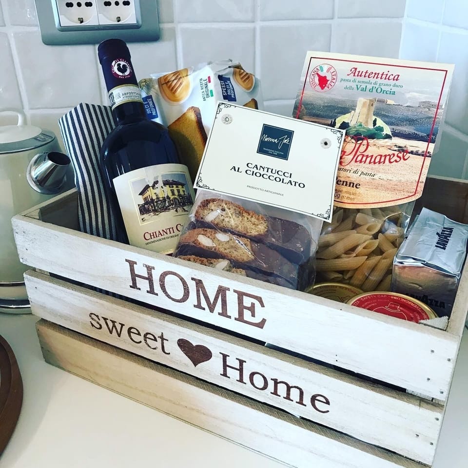 A welcome complimentary basket with all locally made goodies awaits you.